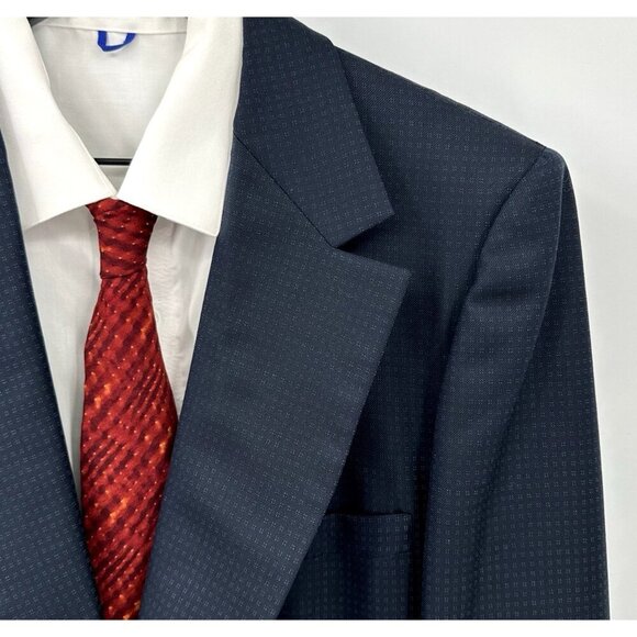 vintage 70s BOTANY 500 jacket blazer sport coat polyester check two button 44R - Picture 1 of 8